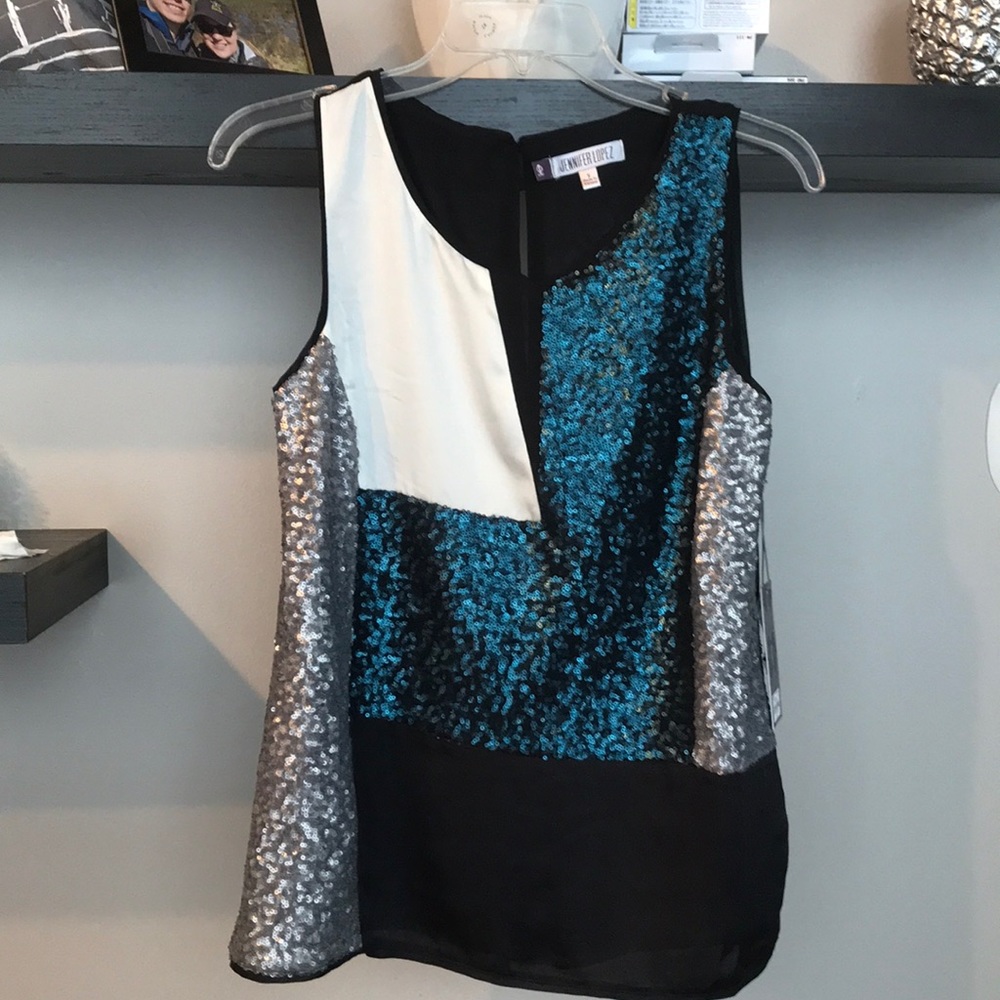 DONATING TOMORROW NWT Jennifer Lopez sequin top
